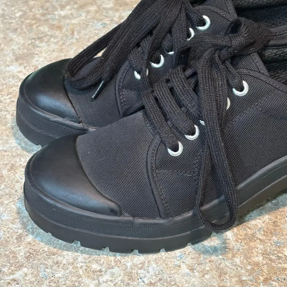 Jeffrey Campbell Black Punk Goth Lace Up Oxford Lug Platform Sneakers Size 6.5